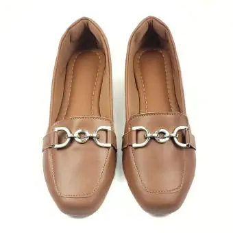 Mocassim quadrado Com enfeite Sapato feminino caramelo