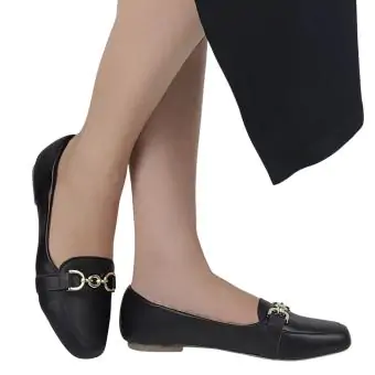 Mocassim quadrado Com enfeite Sapato feminino preto - Código 16677710902-3