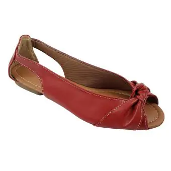 Sapatilha lateral aberta com nó vermelho